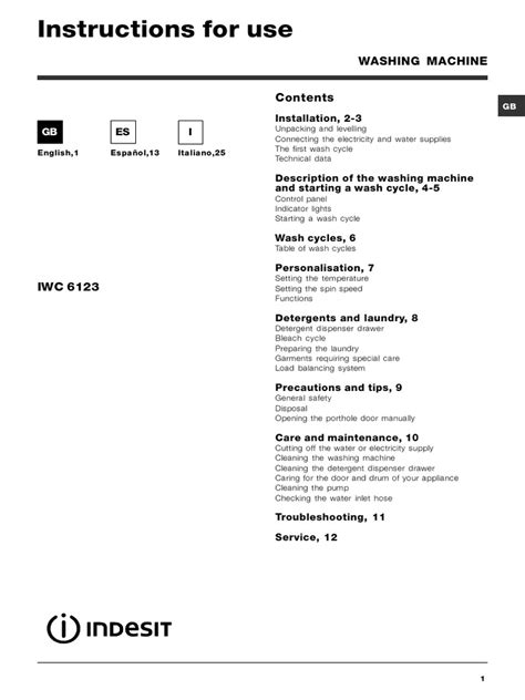 User manual Indesit IWC 6123 EU (English 